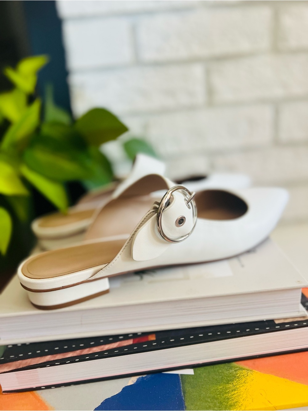 Banana Republic Cream Pointed Toe Mule with Buckle - Picture 5 of 5